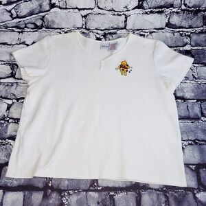 Disney creamy white embroidered Winnie the Pooh stars short sleeve top